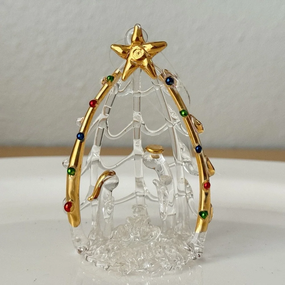 Vtg Spun Blown Glass Christmas Ornament Nativity Mary‎ Joseph Jesus Icicle Lot